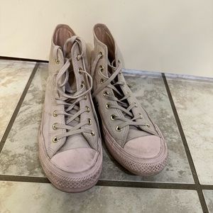 Pink leather converse. Size 6.5